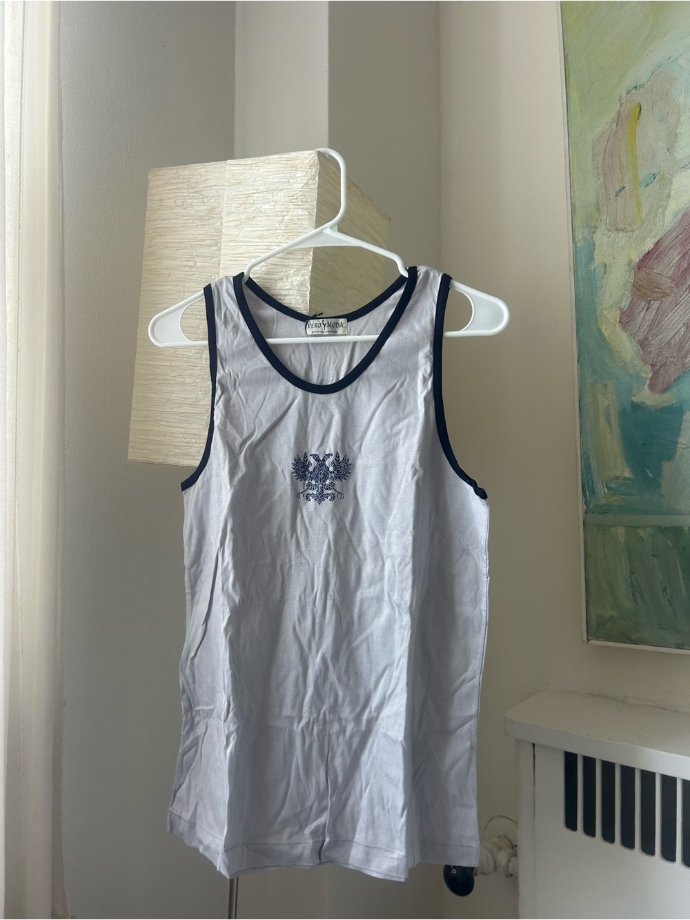 Vero Moda White Tank Top with Navy Details